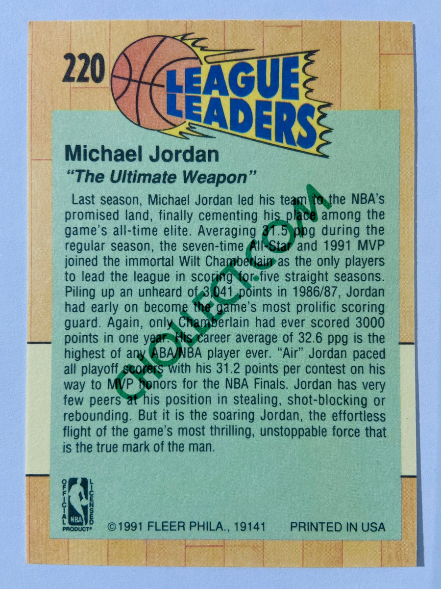 Michael Jordan - Chicago Bulls 1991 Fleer League Leaders #220