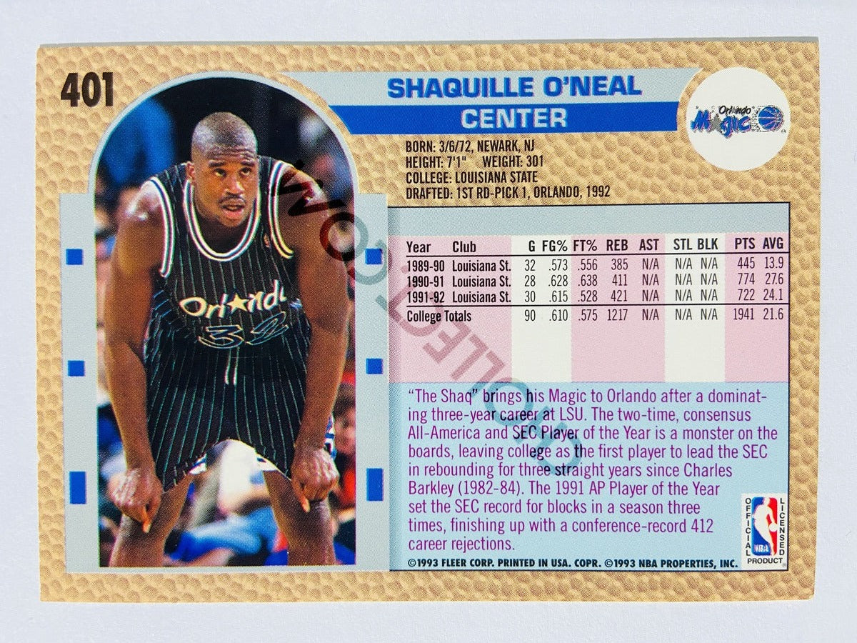 Shaquille O'Neal – Orlando Magic 1992-93 Fleer Rookie #401