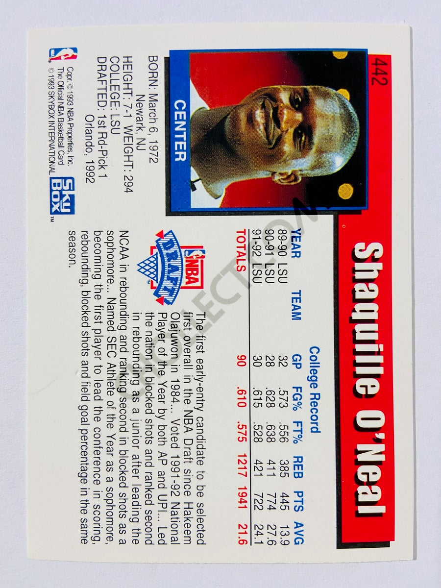 Shaquille O'Neal – Orlando Magic 1992-93 Skybox NBA Hoops Rookie #442