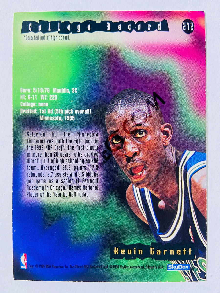 Kevin Garnett - Minnesota Timberwolves 1995 Skybox Hoops Rookie Card #272