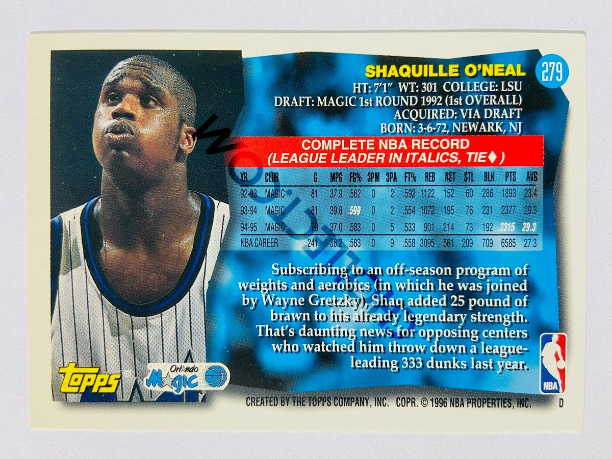 Shaquille O'Neal – Orlando Magic 1995-96 Topps #279