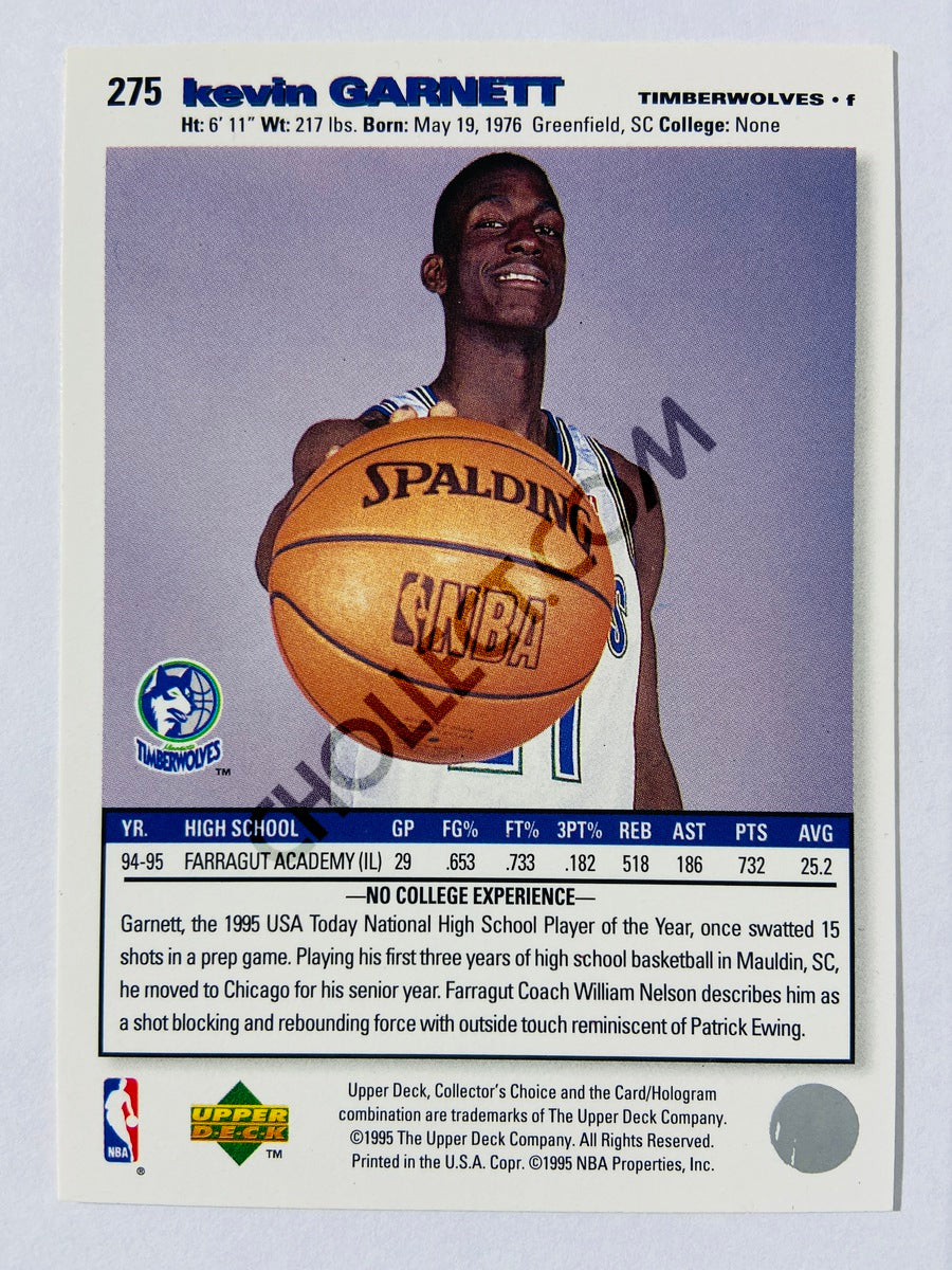 Kevin Garnett - Minnesota Timberwolves 1995 Upper Deck Collector's Choice Rookie Card #275