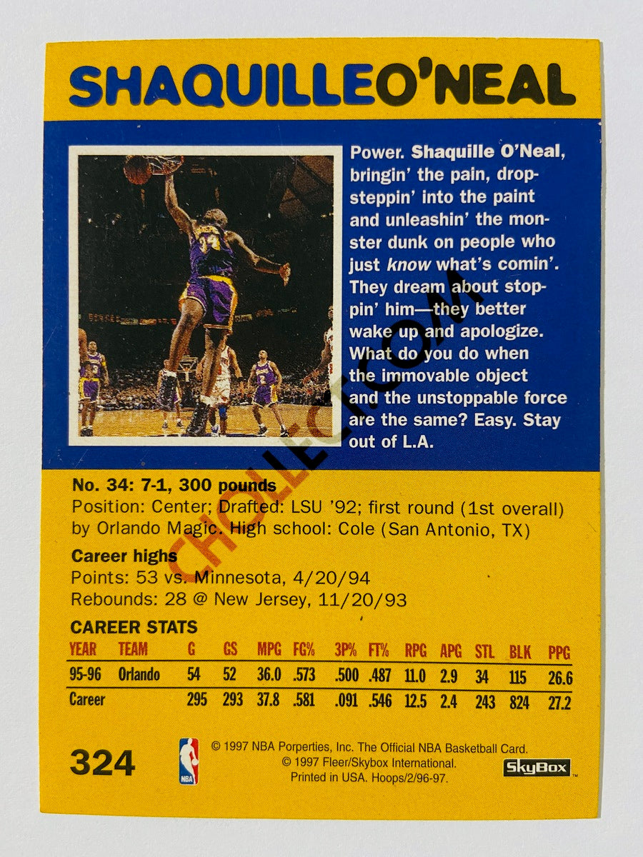 Shaquille O'Neal – Orlando Magic 1996-97 Skybox Hoops Slam Big Poppa #324