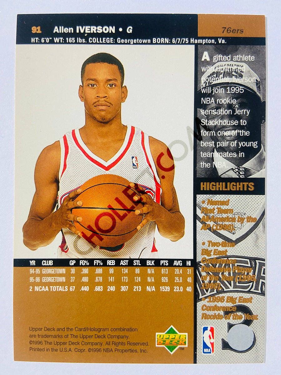 Allen Iverson - Philadelphia 76ers 1996-97 Upper Deck Rookie #91