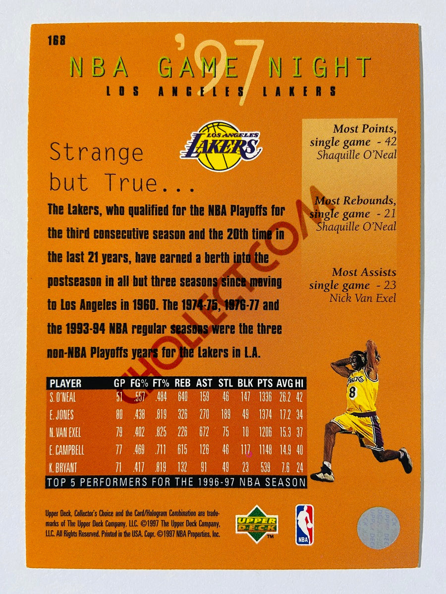 Kobe Bryant - Los Angeles Lakers 1996-97 Upper Deck NBA Game Night #168