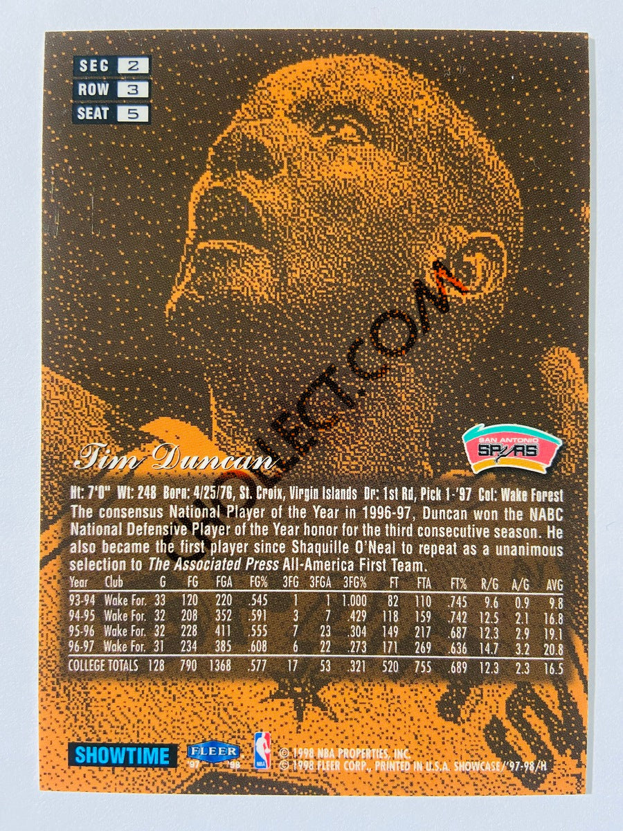 Tim Duncan - San Antonio Spurs 1997-98 Fleer Flair Showcase Rookie Card #235