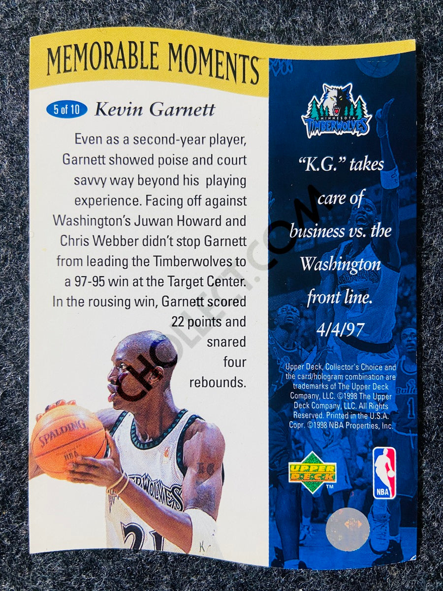 Kevin Garnett - Minnesota Timberwolves 1998 Upper Deck Memorable Moment #5