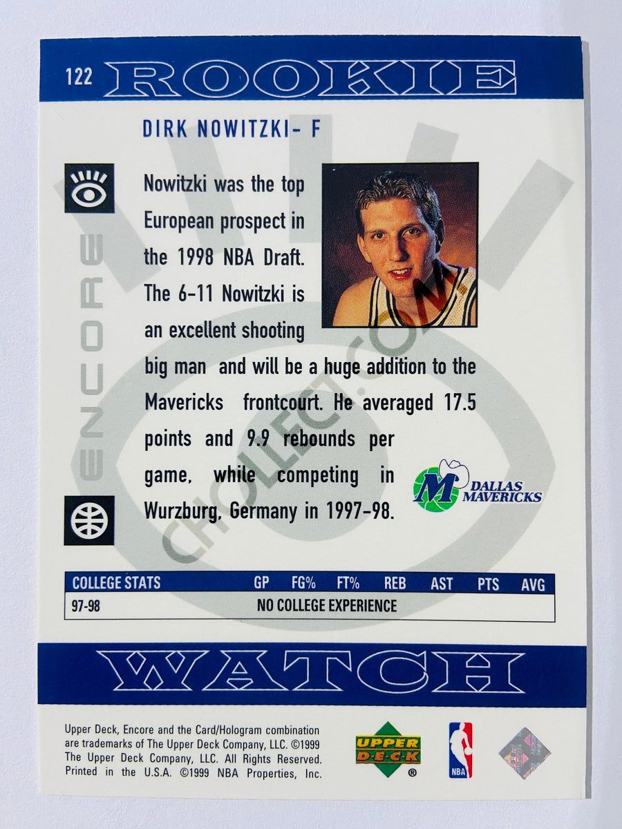 Dirk Nowitzki - Dallas Mavericks 1998-99 Upper Deck Rookie Watch Encore #122