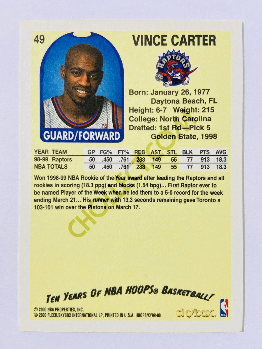 Vince Carter – Toronto Raptors 1999-00 Skybox NBA Hoops #49