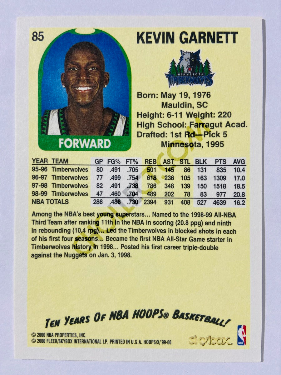 Kevin Garnett - Minnesota Timberwolves 1999 Skybox Hoops #85