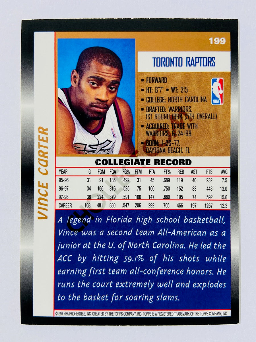 Vince Carter – Toronto Raptors 1999 Topps Rookie Card #199