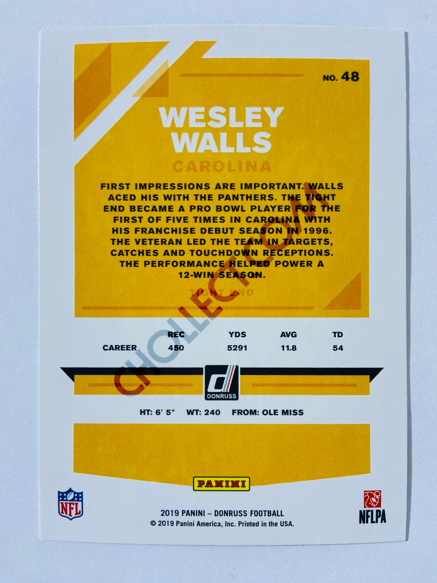Wesley Walls – Carolina Panthers 2019-20 Panini Donruss Blue Press Proof Parallel #48