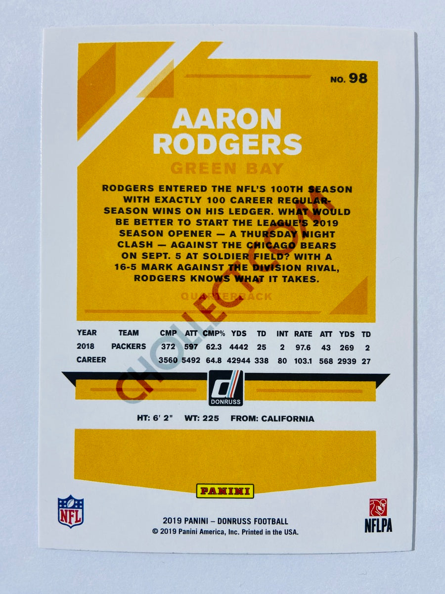 Aaron Rodgers – Green Bay Packers 2019-20 Panini Donruss Blue Press Proof Parallel #98