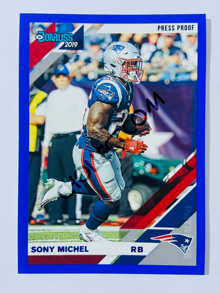 Sony Michel – New England Patriots 2019-20 Panini Donruss Blue Press Proof Parallel #163