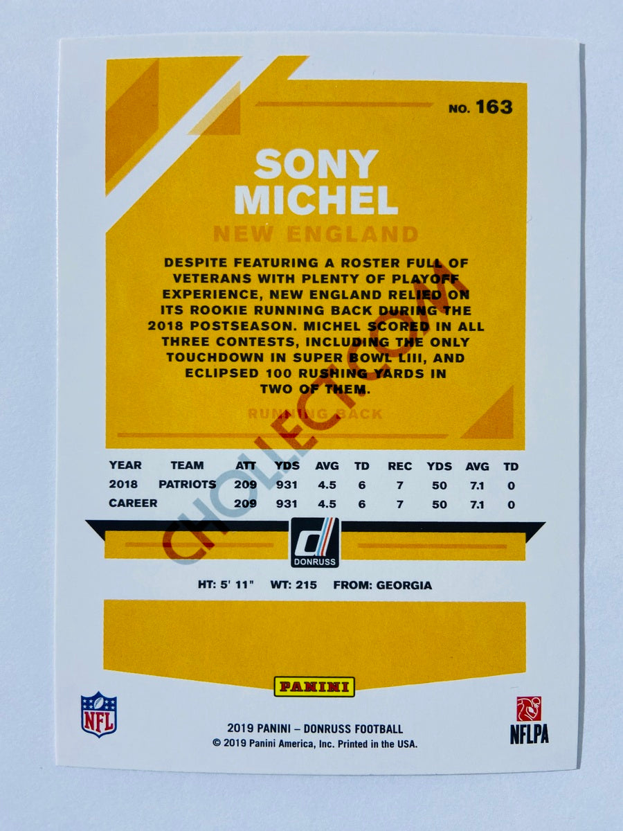 Sony Michel – New England Patriots 2019-20 Panini Donruss Blue Press Proof Parallel #163