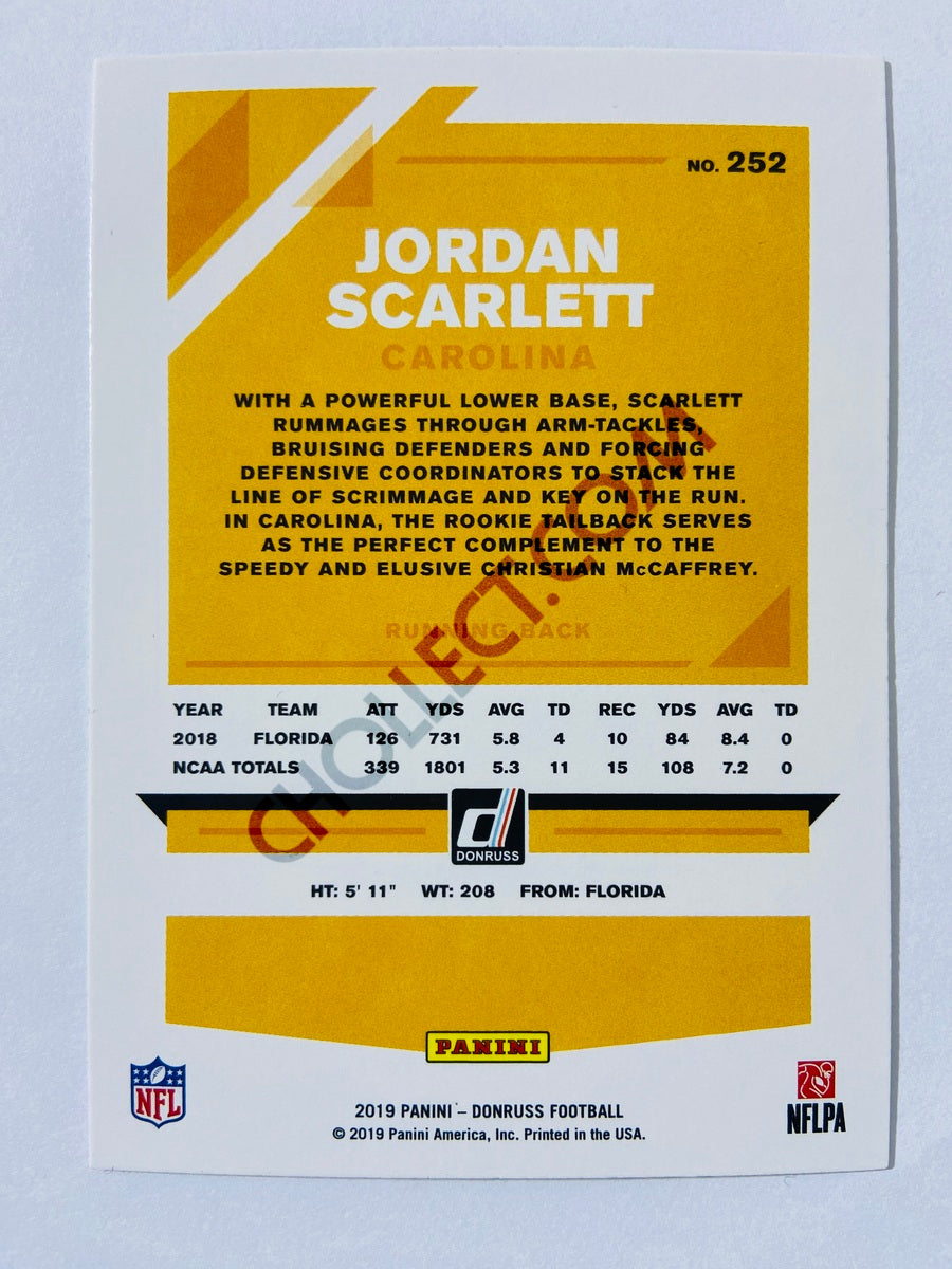 Jordan Scarlett – Carolina Panthers 2019-20 Panini Donruss Blue Press Proof Parallel RC Rookie #252