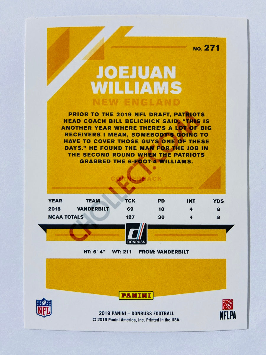 Joejuan Williams – New England Patriots 2019-20 Panini Donruss Blue Press Proof Parallel RC Rookie #271