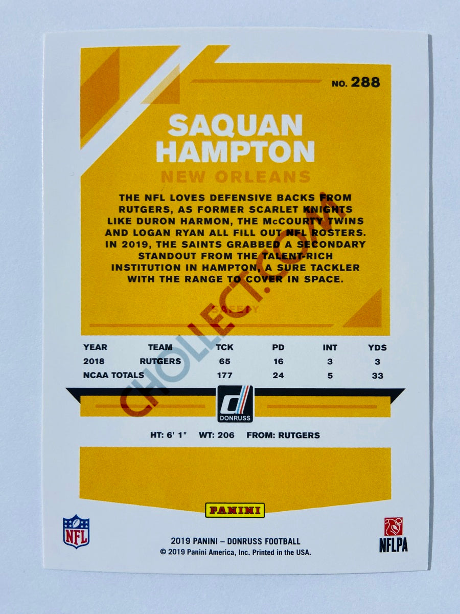 Saquan Hampton – New Orleans Saints 2019-20 Panini Donruss Blue Press Proof Parallel RC Rookie #288