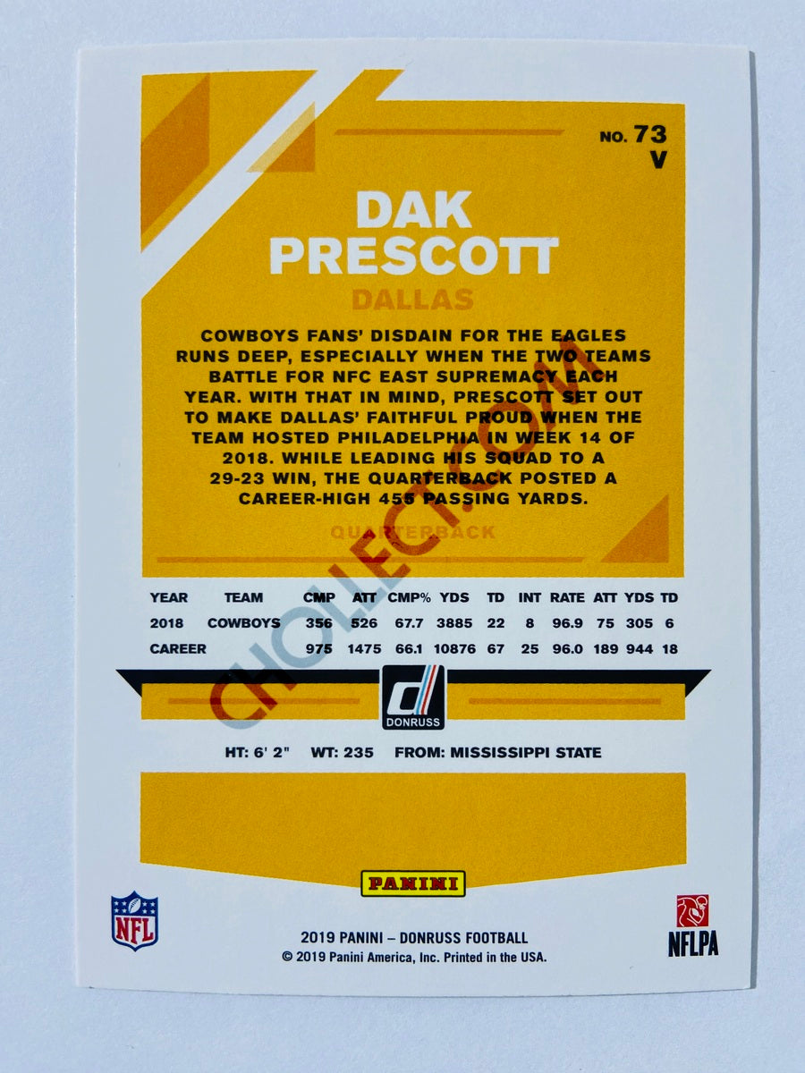 Dak Prescott – Dallas Cowboys 2019-20 Panini Donruss Blue Press Proof Parallel Variation #73