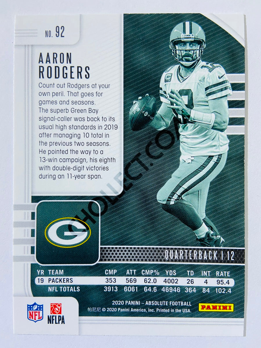 Aaron Rodgers - Green Bay Packers 2020-21 Panini Absolute Football #92