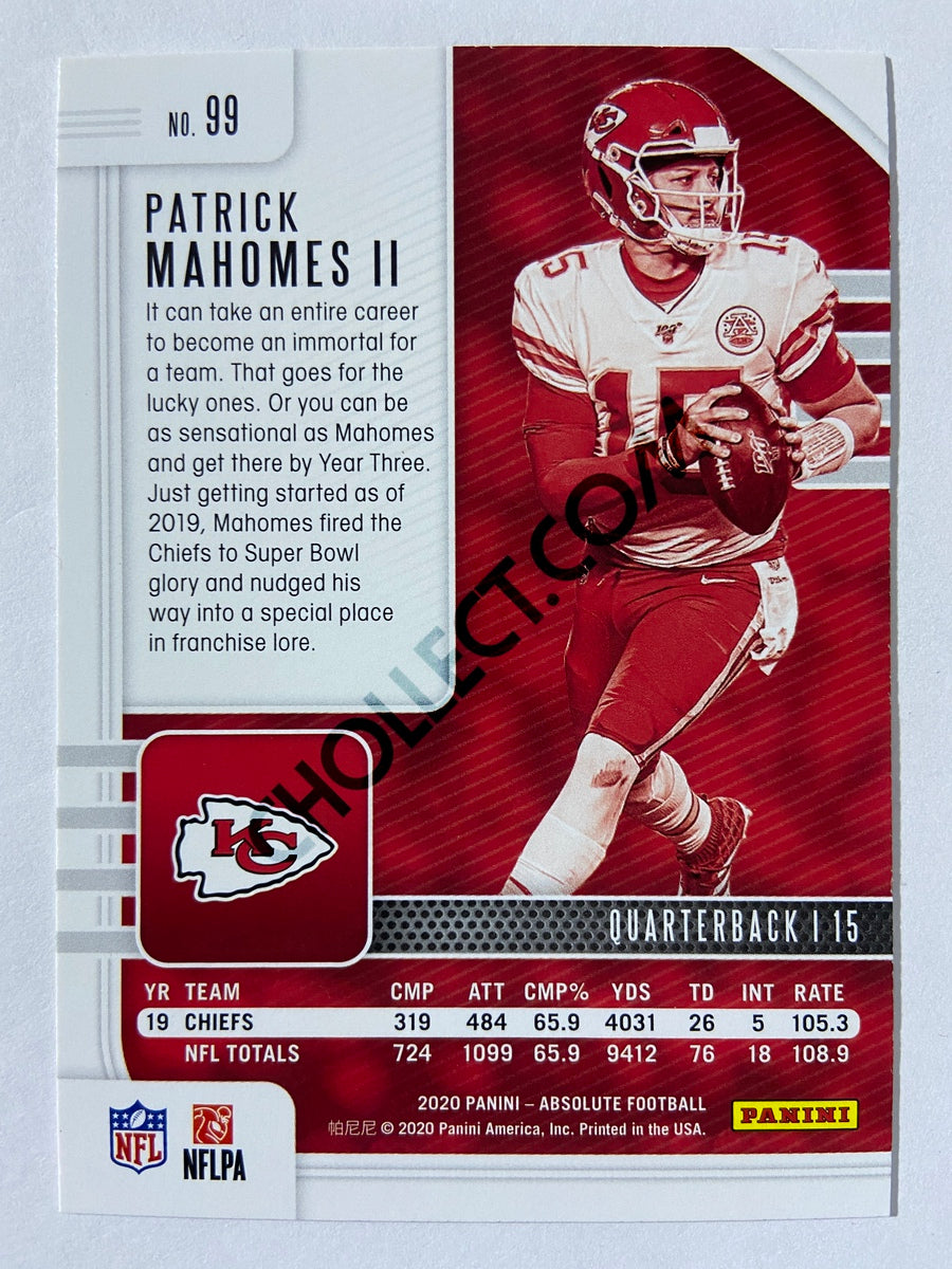 Patrick Mahomes II - Kansas City Chiefs 2020-21 Panini Absolute Football #99