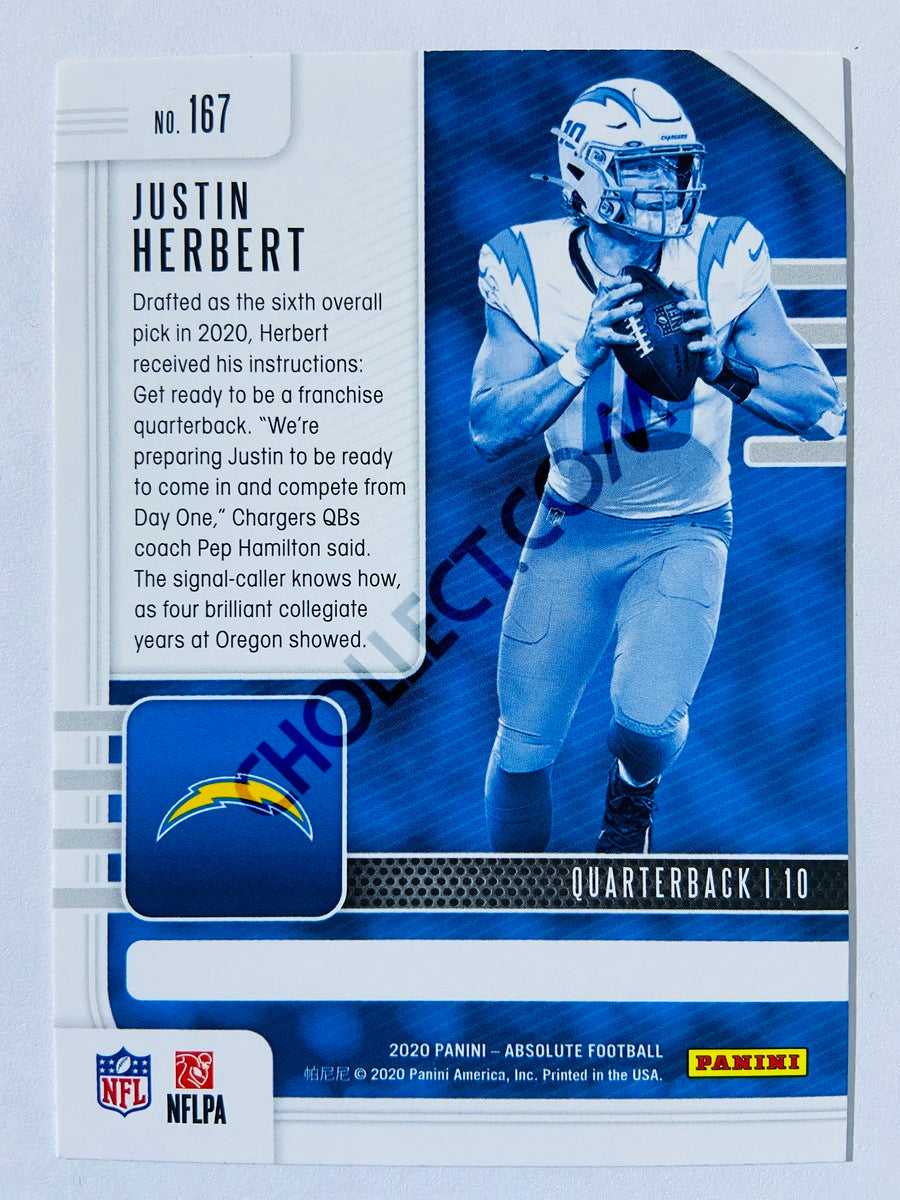 Justin Herbert - Los Angeles Chargers 2020-21 Panini Absolute Football RC Rookie #167