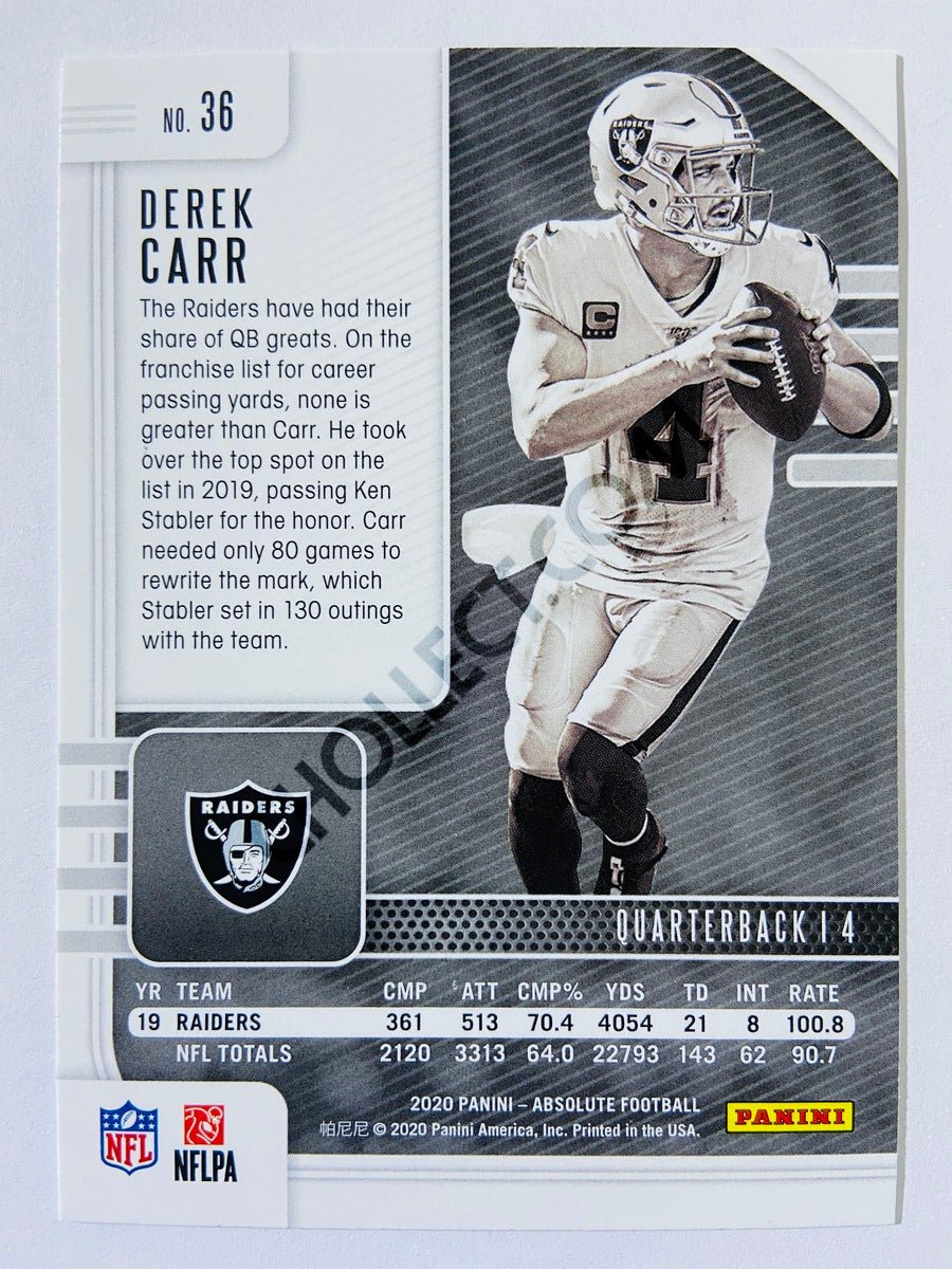 Derek Carr - Las Vegas Raiders 2020-21 Panini Absolute Football Green Parallel #36