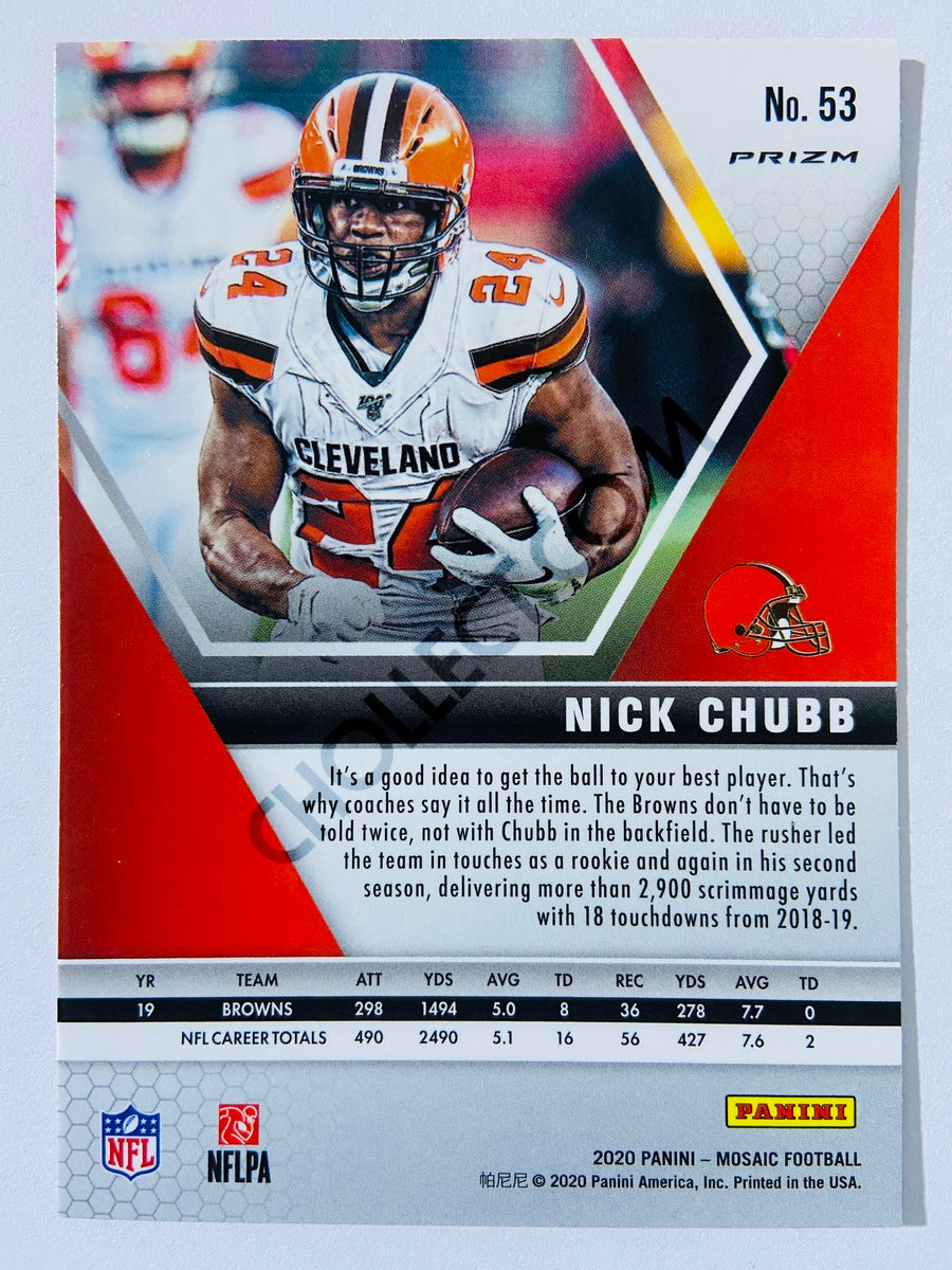 Nick Chubb - Cleveland Browns 2020-21 Panini Mosaic Pink Camo Parallel #53