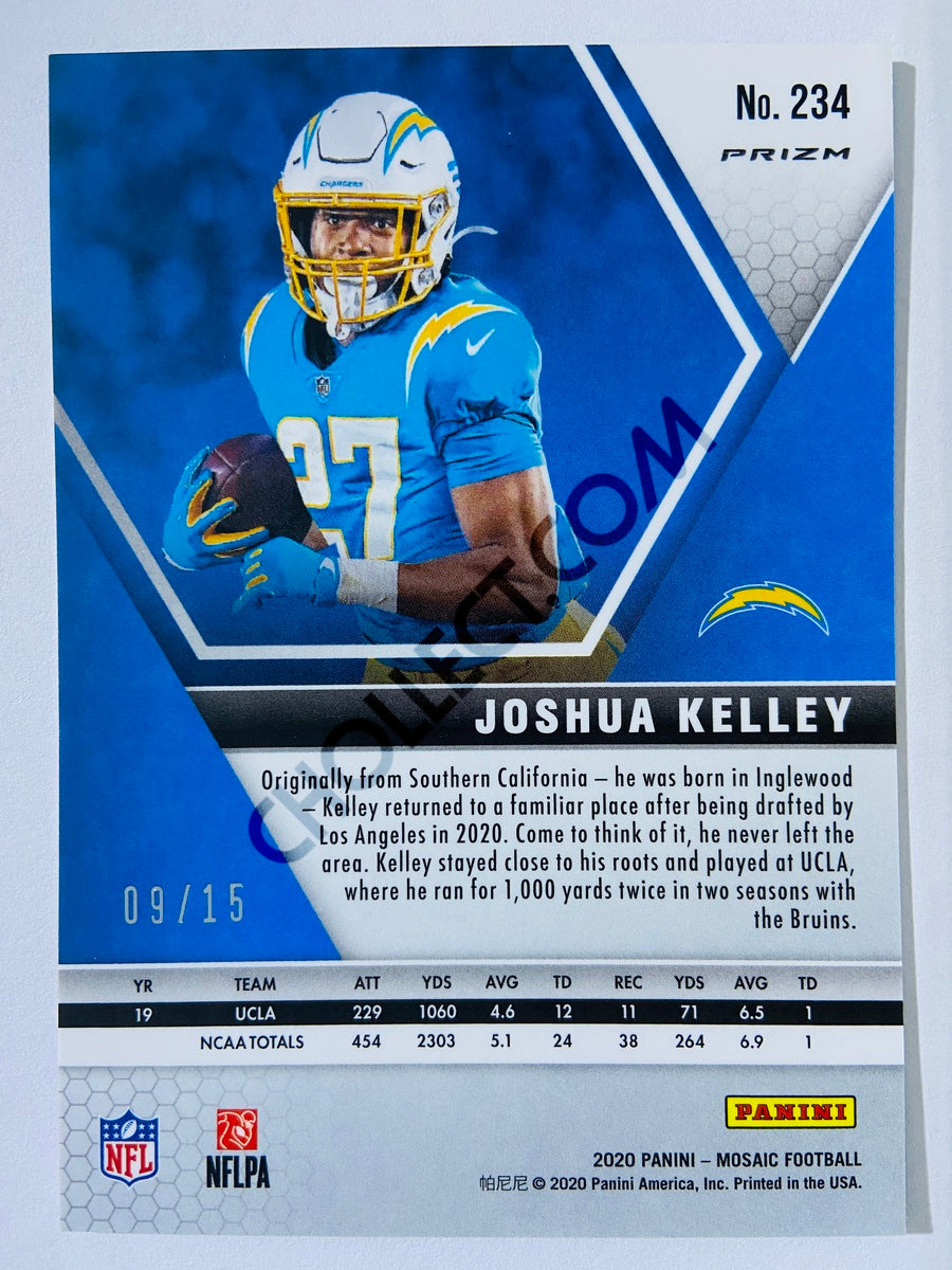 Joshua Kelley - Los Angeles Chargers 2020-21 Panini Mosaic RC Rookie #234 Blue Fluorescent 09|15