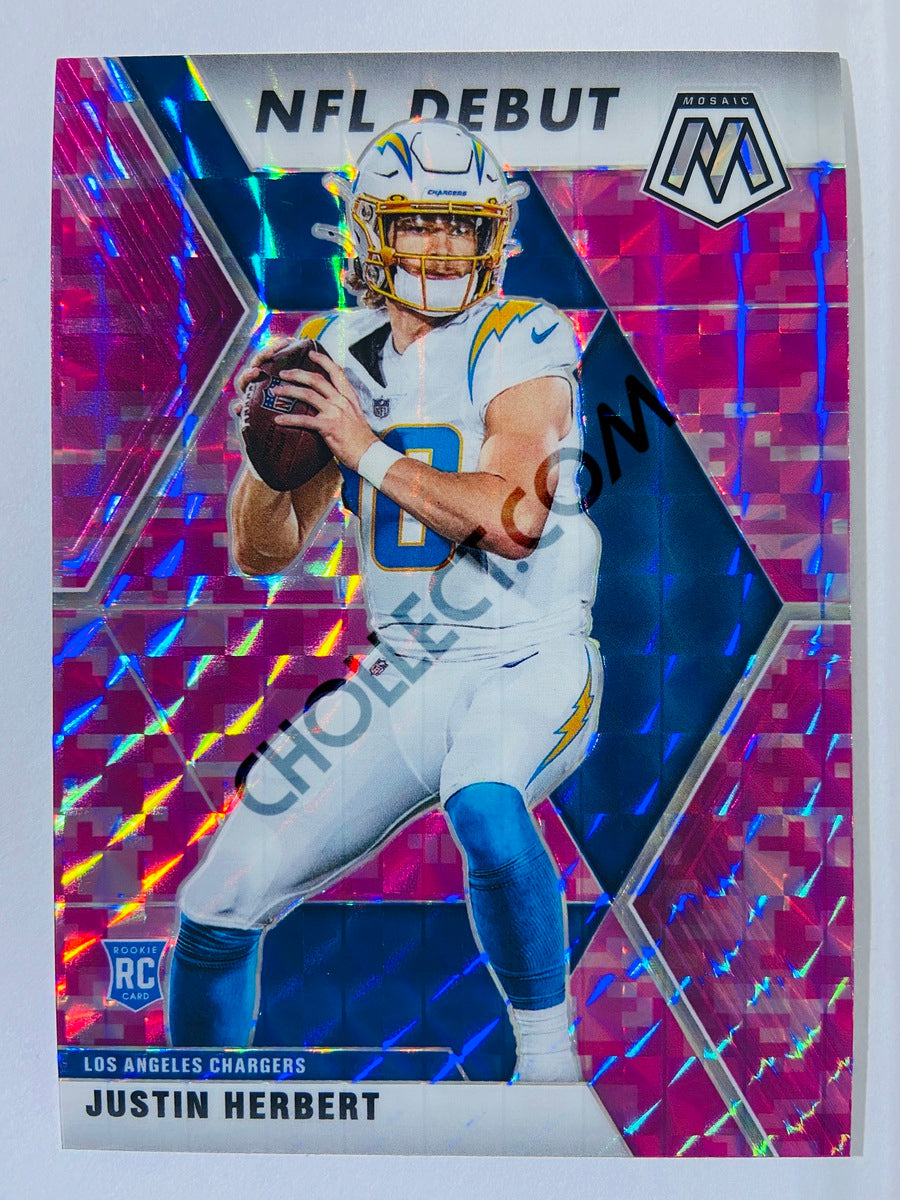 Justin Herbert - Los Angeles Chargers 2020-21 Panini Mosaic NFL Debut Pink Camo Parallel RC Rookie #263