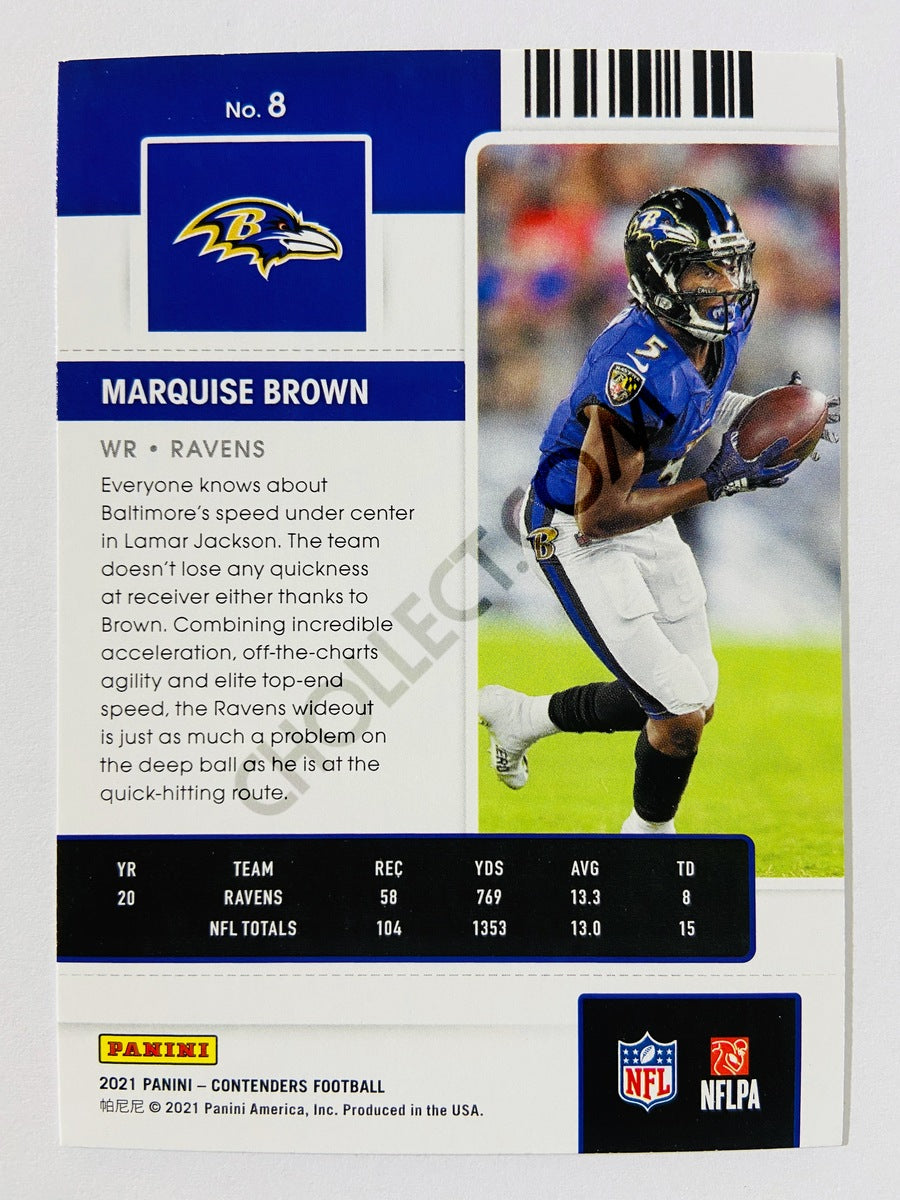 Marquise Brown - Baltimore Ravens 2021 Panini Contenders Season Ticket #8