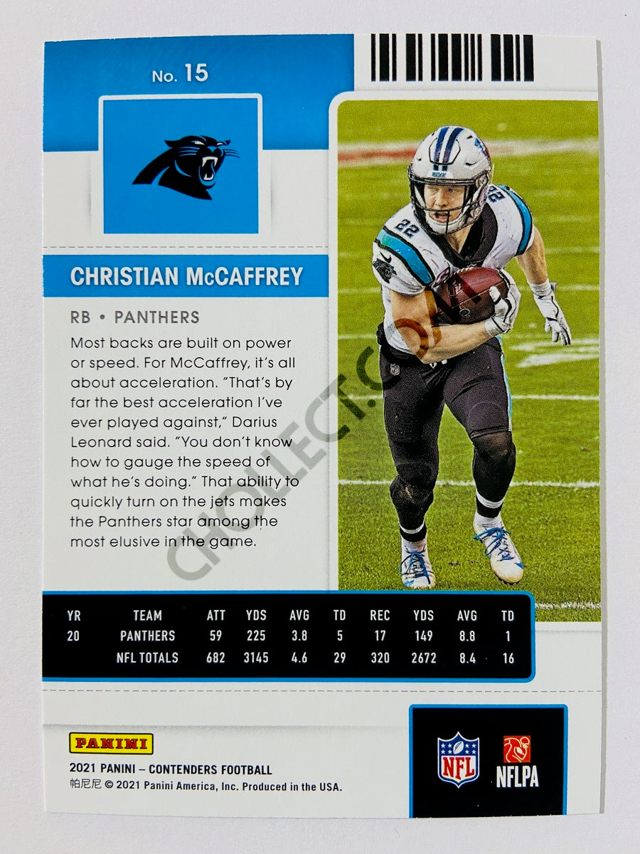 Christian McCaffrey - Carolina Panthers 2021 Panini Contenders Season Ticket #15