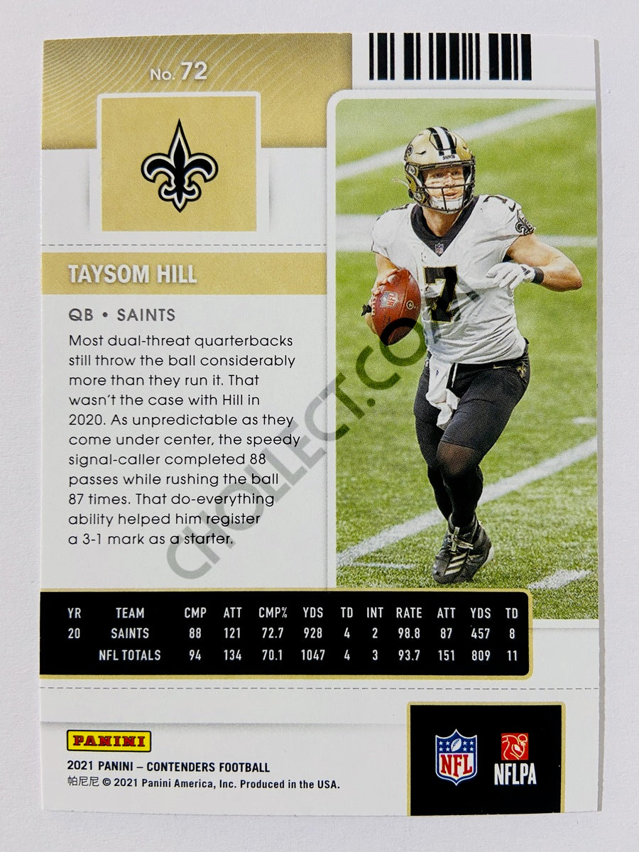 Taysom Hill - New Orleans Saints 2021 Panini Contenders Season Ticket #72
