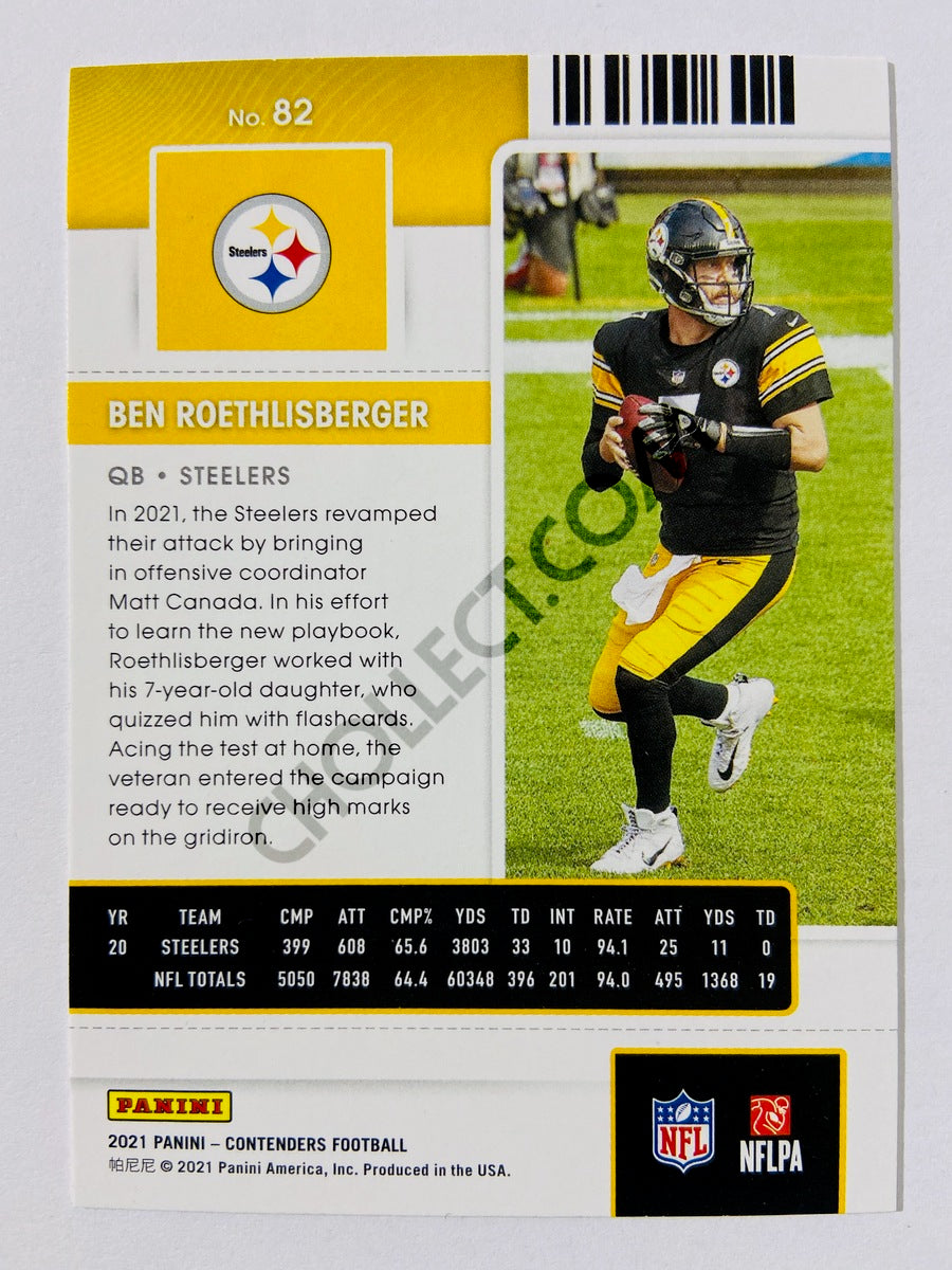 Ben Roethlisberger – Pittsburgh Steelers 2021 Panini Contenders Season Ticket #82