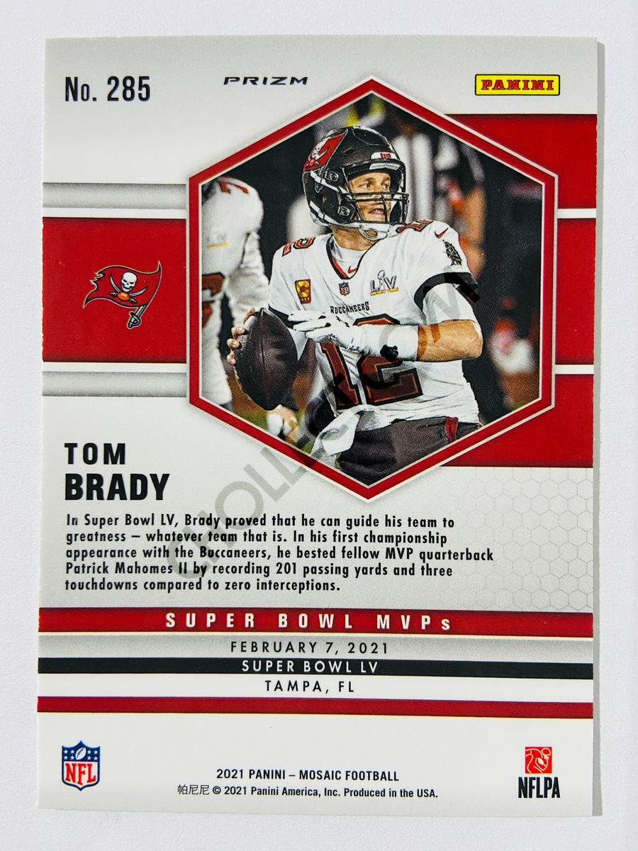 Tom Brady – Tampa Bay Buccaneers 2021 Panini Mosaic Super Bowl MVPs Reactive Yellow Prizm Parallel #285