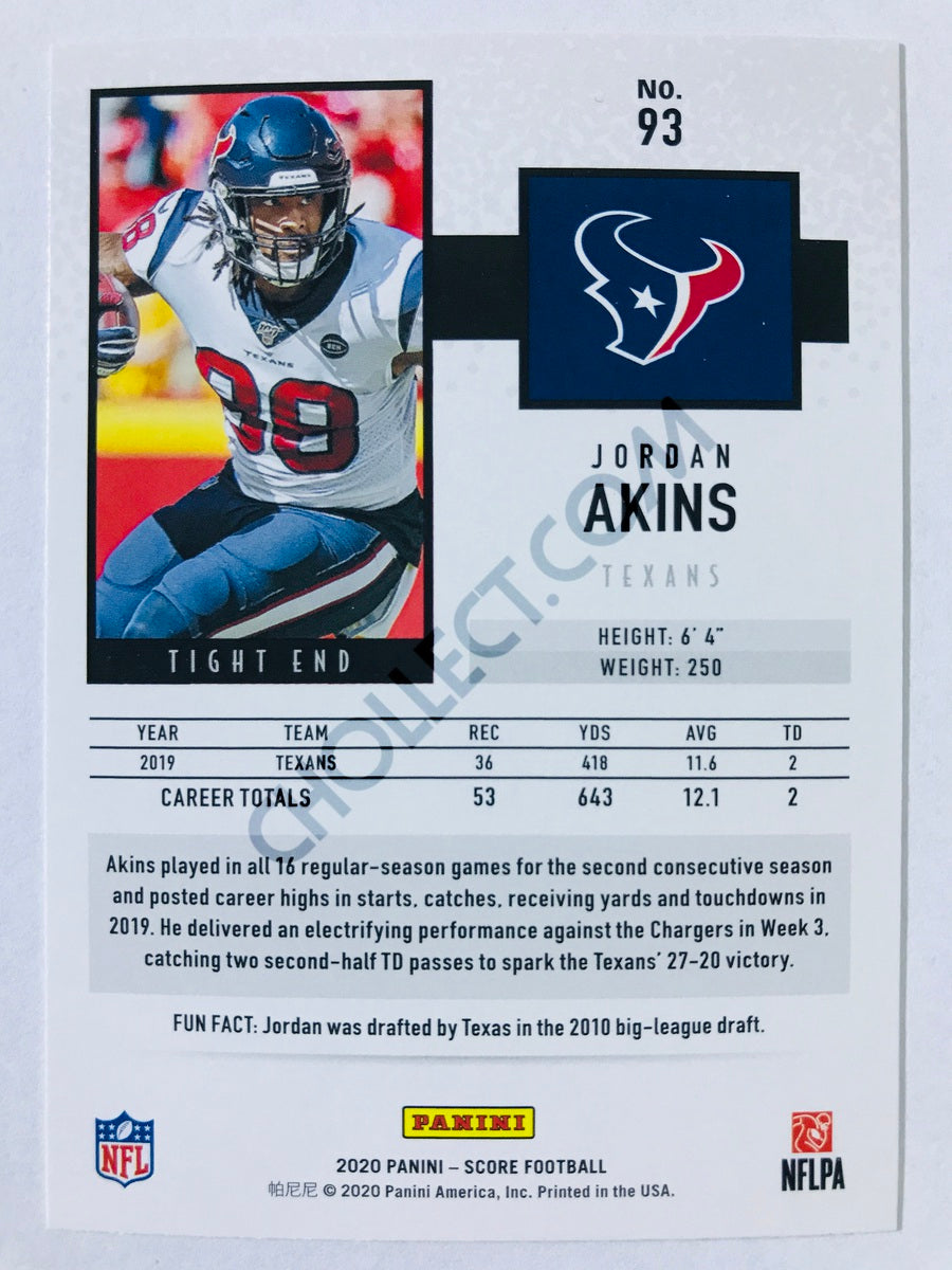 Jordan Akins - Houston Texans 2020 Panini Score #93
