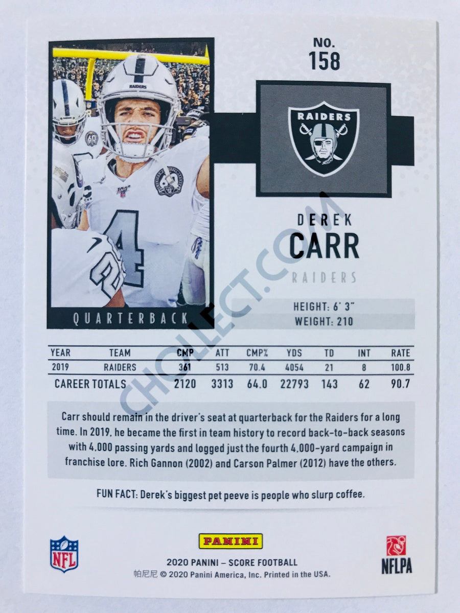 Derek Carr - Las Vegas Raiders 2020 Panini Score #158