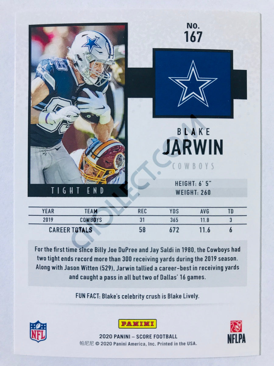 Blake Jarwin - Dallas Cowboys 2020 Panini Score #167