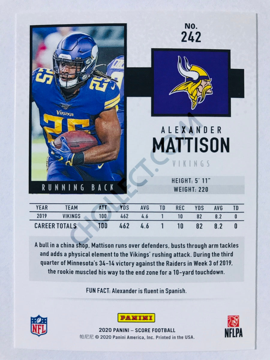 Alexander Mattison - Minnesota Vikings 2020 Panini Score #242