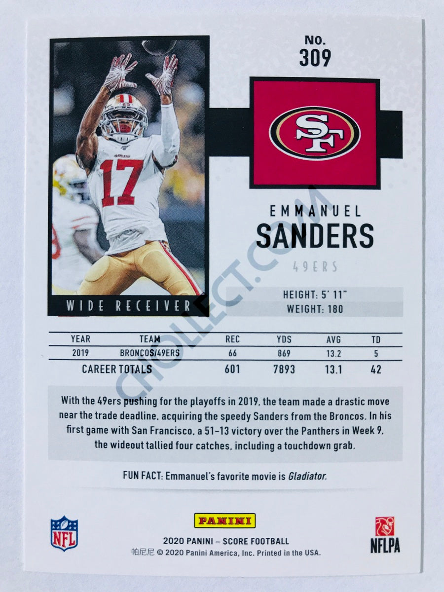 Emmanuel Sanders - San Francisco 49ers 2020 Panini Score #309