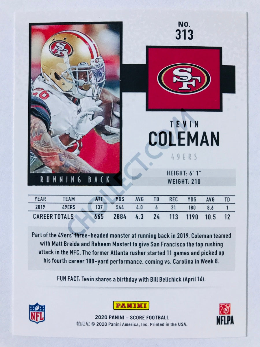 Tevin Coleman - San Francisco 49ers 2020 Panini Score #313