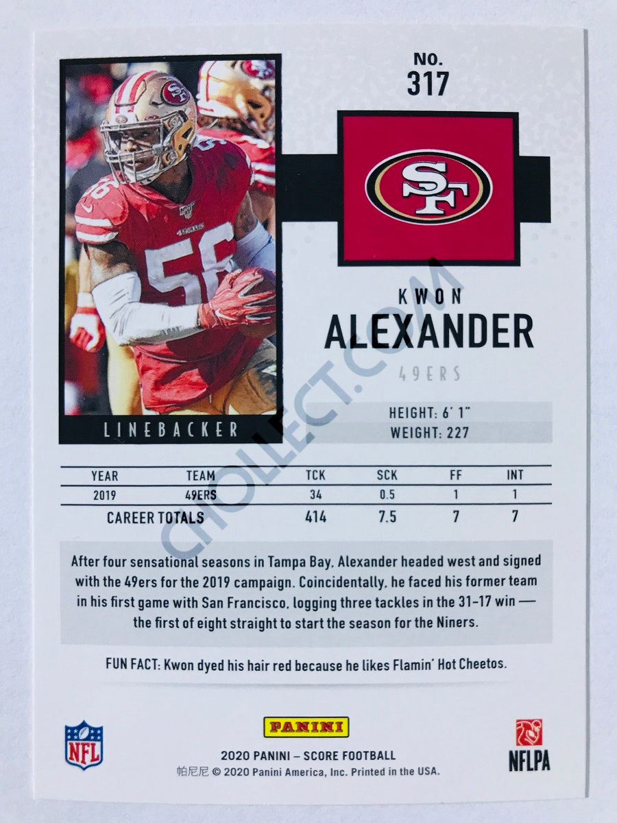 Kwon Alexander - San Francisco 49ers 2020 Panini Score #317