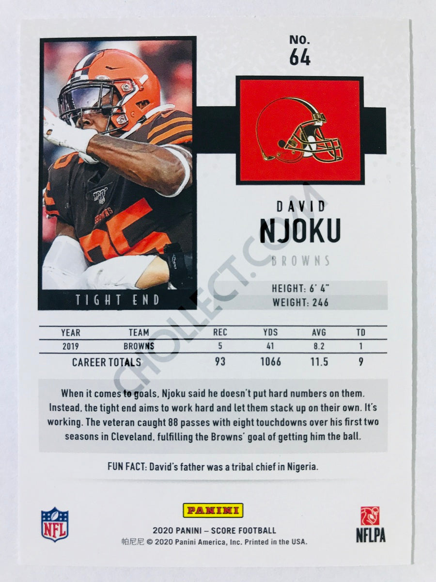 David Njoku - Cleveland Browns 2020 Panini Score Showcase Parallel #64 | 033/100