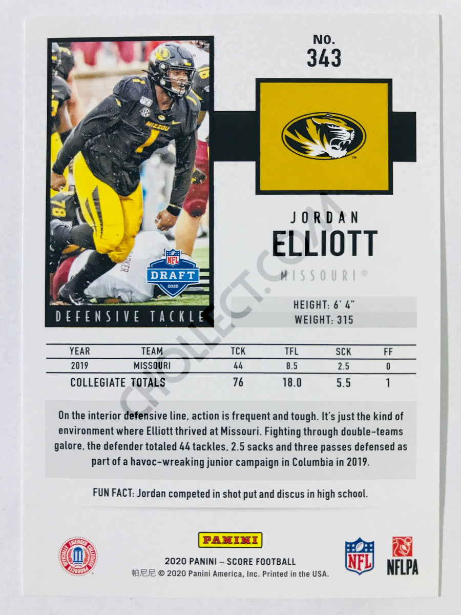 Jordan Elliott - Missouri Tigers 2020 Panini Score RC Rookie #343