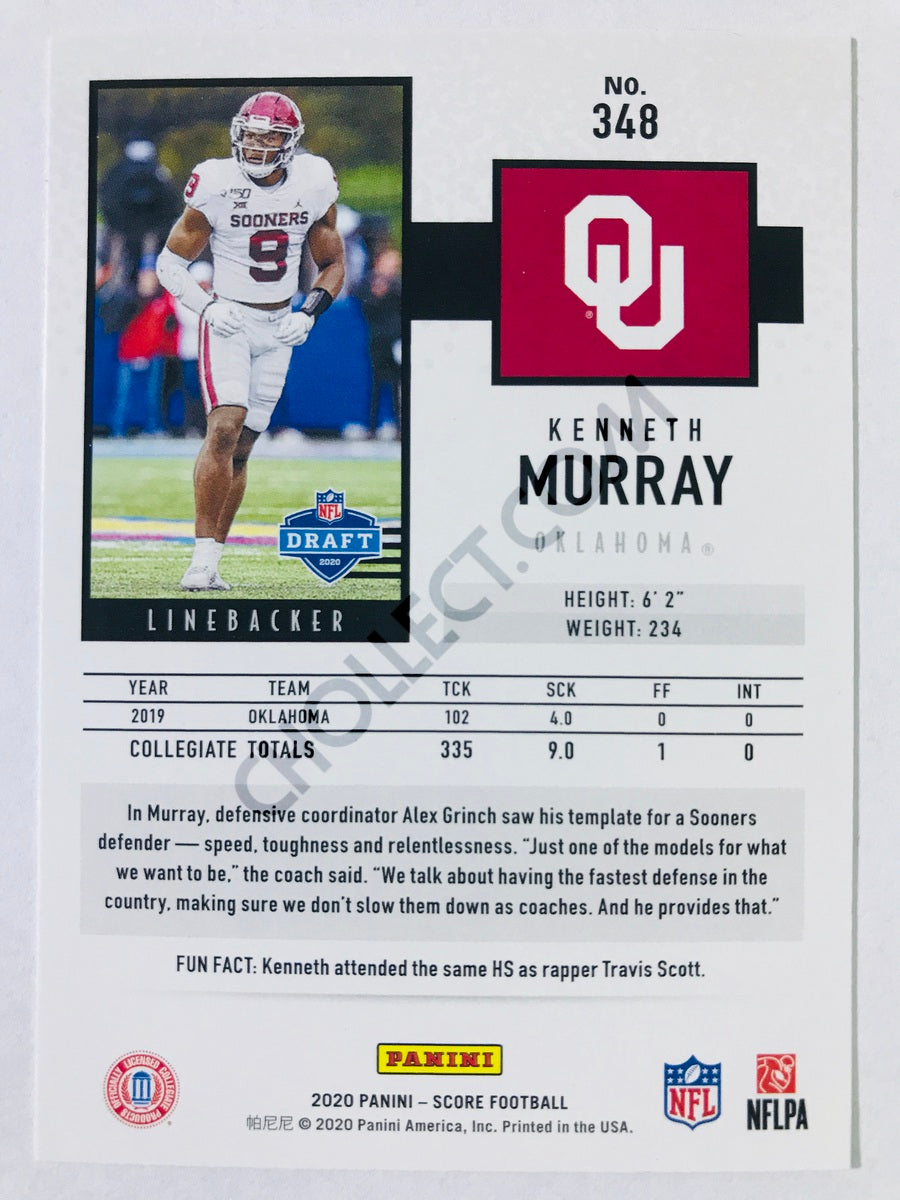Kenneth Murray - Oklahoma Sooners 2020 Panini Score Scorecard Parallel RC Rookie #348