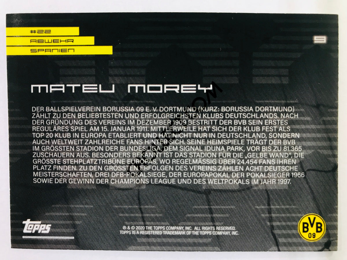 Mateu Morey 2020 Topps 2020 BVB Borussia Dortmund Soccer Card #9