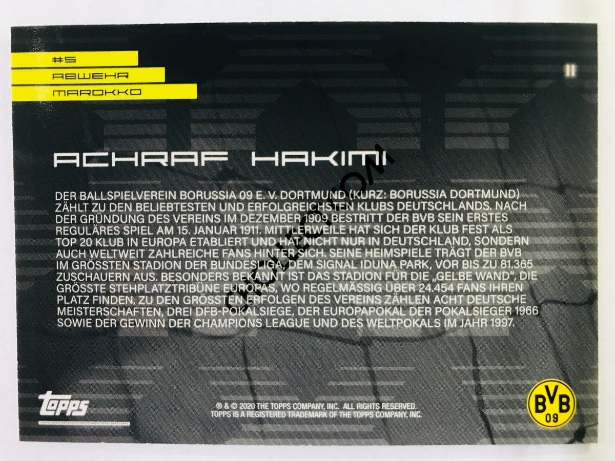 Achraf Hakimi 2020 Topps 2020 BVB Borussia Dortmund Soccer Card #11
