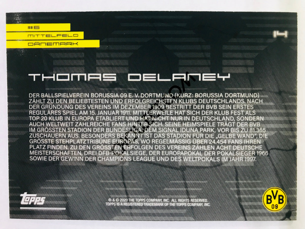 Thomas Delaney 2020 Topps 2020 BVB Borussia Dortmund Soccer Card #14