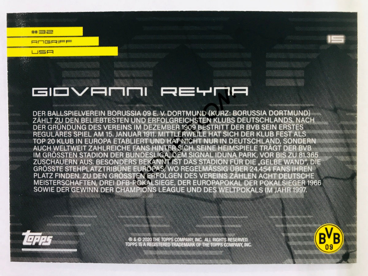 Giovanni Reyna 2020 Topps 2020 BVB Borussia Dortmund Soccer Card Rookie #15