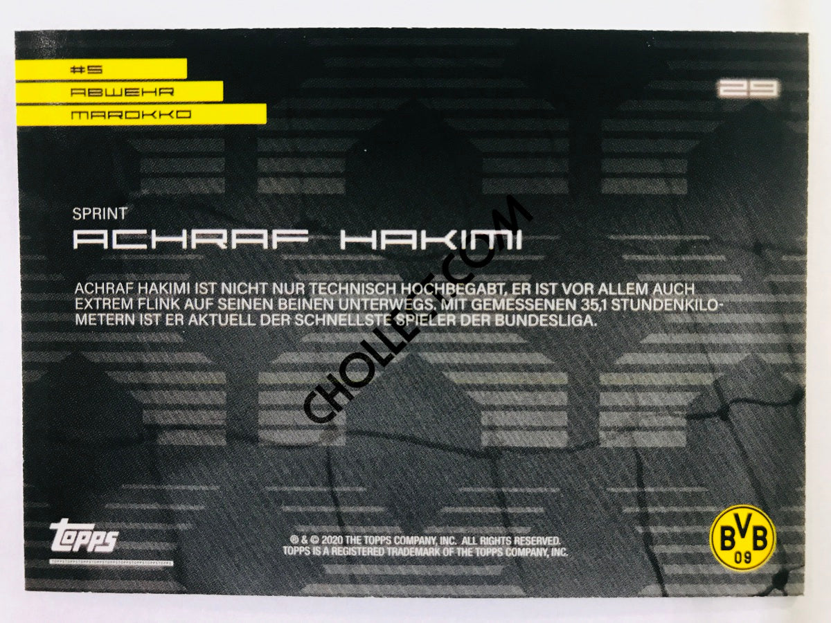 Achraf Hakimi (Signature Moves & Celebrations) 2020 Topps 2020 BVB Borussia Dortmund Soccer Card #29
